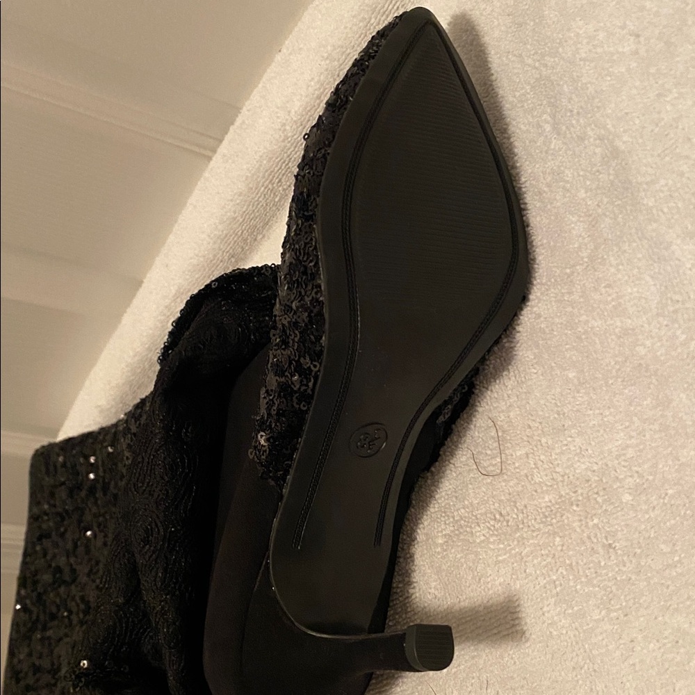 A New Day Black Sequins 1/2 Zip Heeled Boots… - Picture 6 of 9